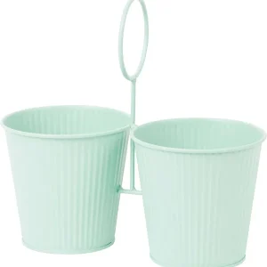 Merk Home Accents Duo Bloempot In Houder Zwart,Groen,Wit Flash Sale