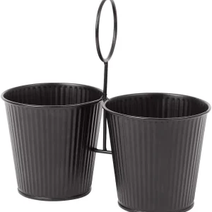 Merk Home Accents Duo Bloempot In Houder Zwart,Groen,Wit Flash Sale